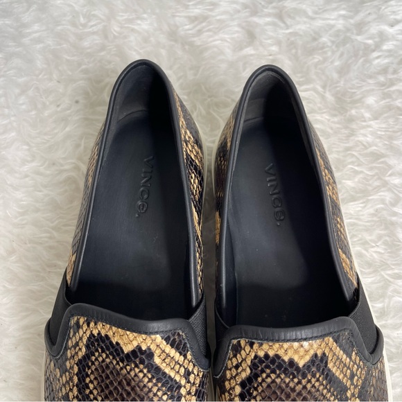 VINCE Slip On Loafer Sneaker 7 Leather Animal Print Snake - Picture 11 of 15